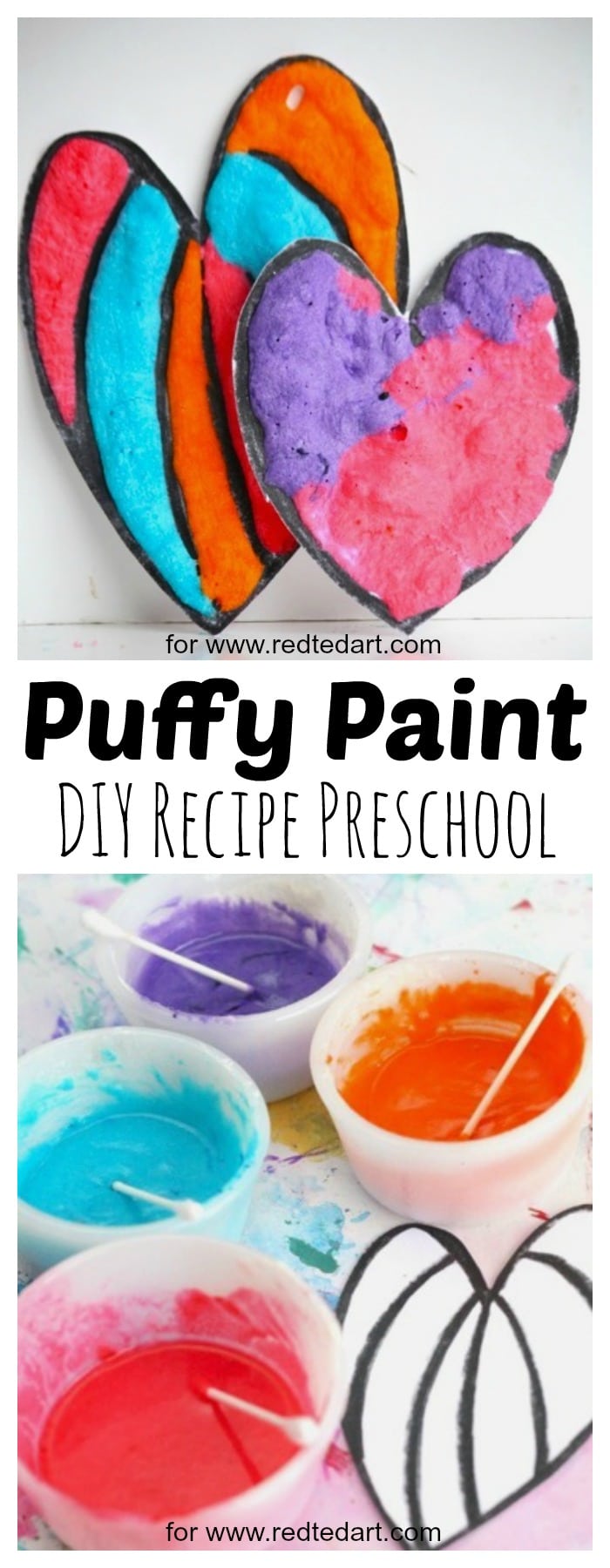 Puffy Paint Recipe (& a Heart Garland for Valentine's Day) - Red